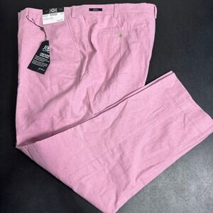 Joseph Abboud Dress Pants Mens 50x30 Pink Solid Linen Blend Slim Fit NWT